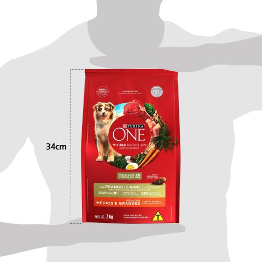 Alimento para Cães adulto médio e grande Purina One frango e carne 2kg - Imagem em destaque