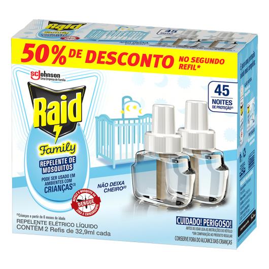 Repelente elétrico Raid family 45 noites 50% desconto no segundo refil - unidade - Imagem em destaque