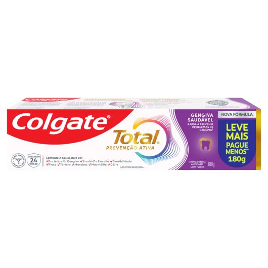 Creme Dental Zero Álcool Gengiva Saudável Colgate Total Prevenção Ativa 180g Leve Mais Pague Menos - Imagem em destaque