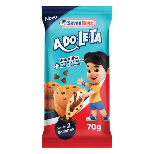 Bolinho Baunilha com Gotas de Chocolate Recheio Chocolate Seven Boys Adoleta Pacote 70g - Imagem em destaque