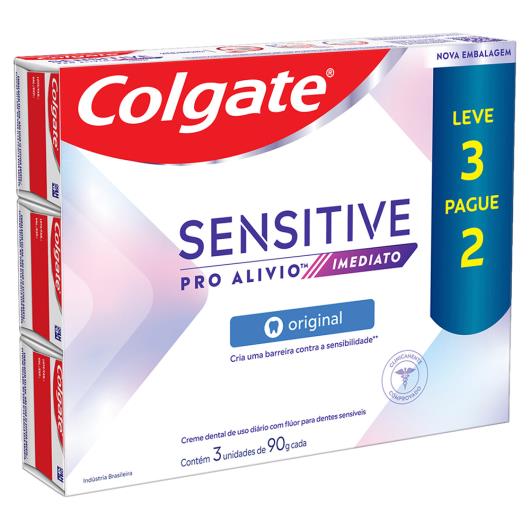 Pack Creme Dental Original Colgate Sensitive Pro-Alívio Imediato Caixa 90g Cada Leve 3 Pague 2 Unidades - Imagem em destaque