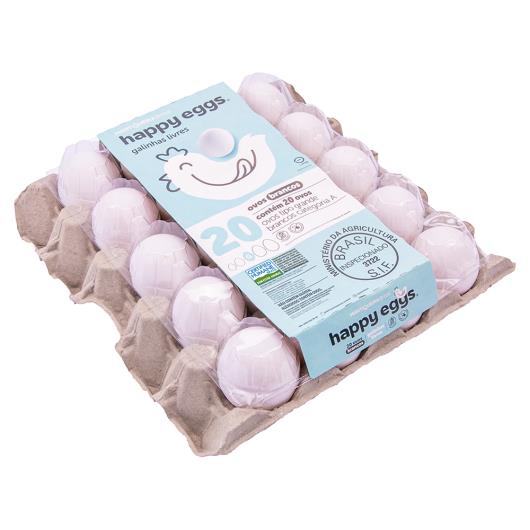 Ovos Mantiqueira branco happy eggs tipo grande 20 unidades - Imagem em destaque