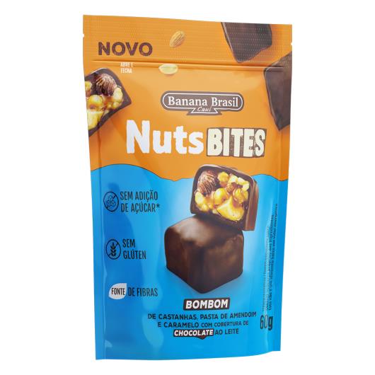 Bombom Castanhas, Pasta de Amendoim e Caramelo Banana Brasil Nuts Bites Pouch 60g - Imagem em destaque