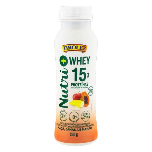 Iogurte Desnatado Maçã, Banana e Mamão Zero Lactose Tirolez Nutri+ Whey Frasco 250g - Imagem em destaque