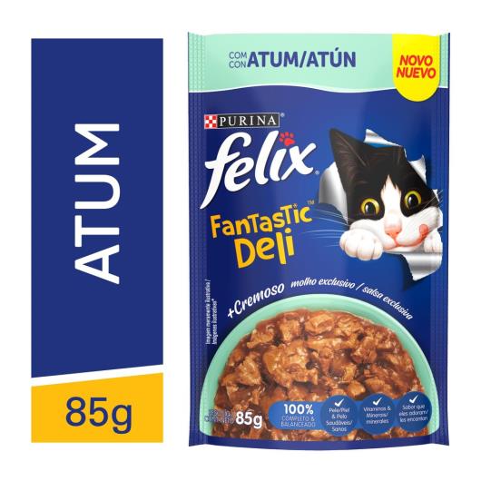 NESTLÉ PURINA FELIX FANTASTIC DELI Ração Úmida para Gatos Adultos Atum 85g - Imagem em destaque