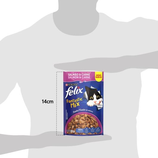 NESTLÉ PURINA FELIX FANTASTIC MIX Ração Úmida para Gatos Adultos Salmão e molho sabor Carne 85g - Imagem em destaque