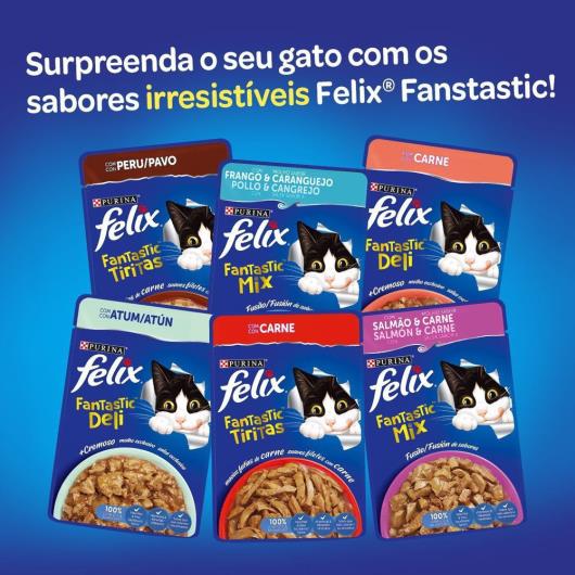 NESTLÉ PURINA FELIX FANTASTIC TIRITAS Ração Úmida para Gatos Adultos Carne 85g - Imagem em destaque