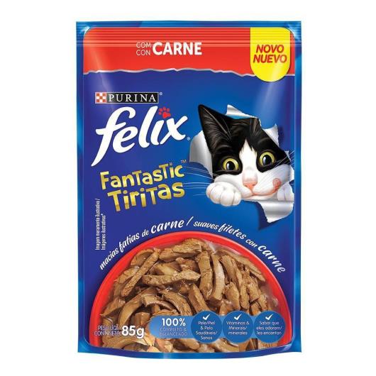 NESTLÉ PURINA FELIX FANTASTIC TIRITAS Ração Úmida para Gatos Adultos Carne 85g - Imagem em destaque