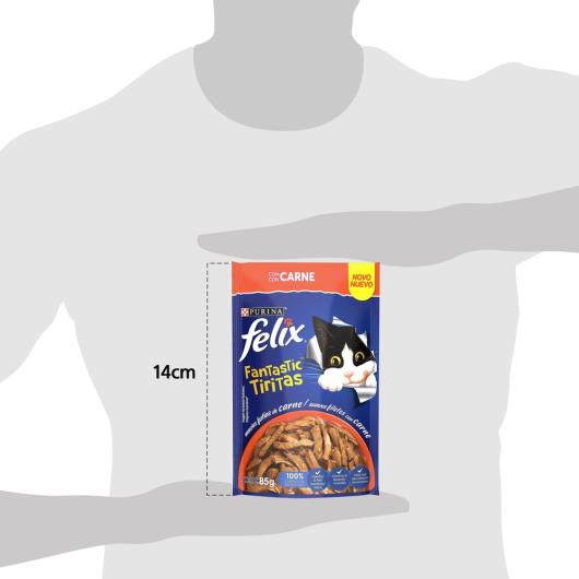 NESTLÉ PURINA FELIX FANTASTIC TIRITAS Ração Úmida para Gatos Adultos Carne 85g - Imagem em destaque