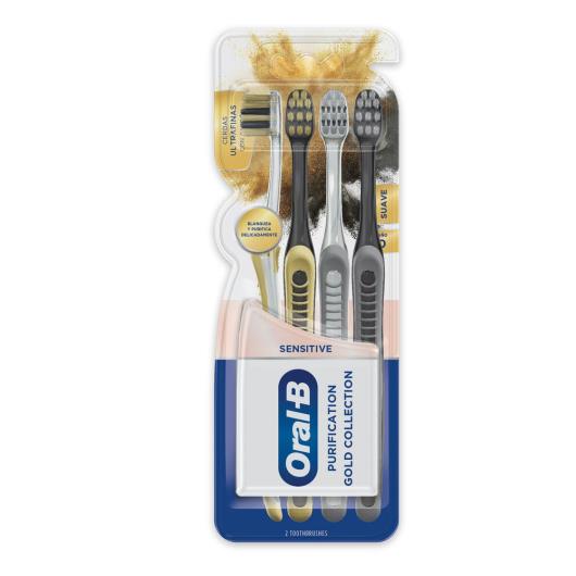 Pack Escova Dental Extramacia Sensitive Oral-B Purification Gold Collection 4 Unidades - Imagem em destaque