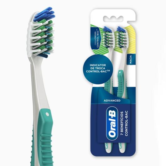 Escova Dental Macia Advanced Oral-B 7 Benefícios Control-Bac 2 Unidades - Imagem em destaque