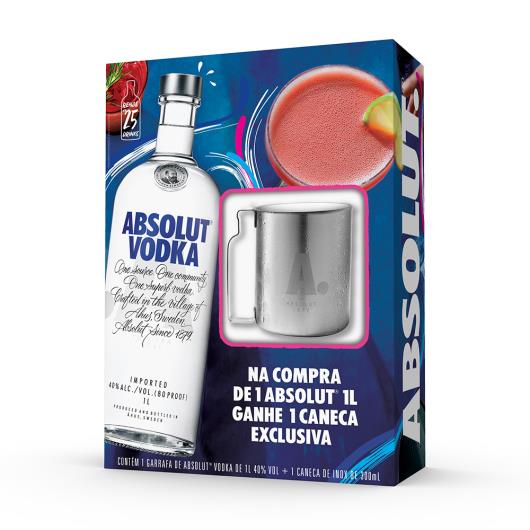 Kit Vodka Destilada Absolut 1L Com Caneca Exclusiva - Imagem em destaque