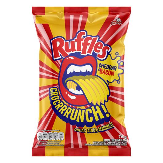 Batata Frita Ondulada Cheddar & Bacon Elma Chips Ruffles Pacote 76g - Imagem em destaque