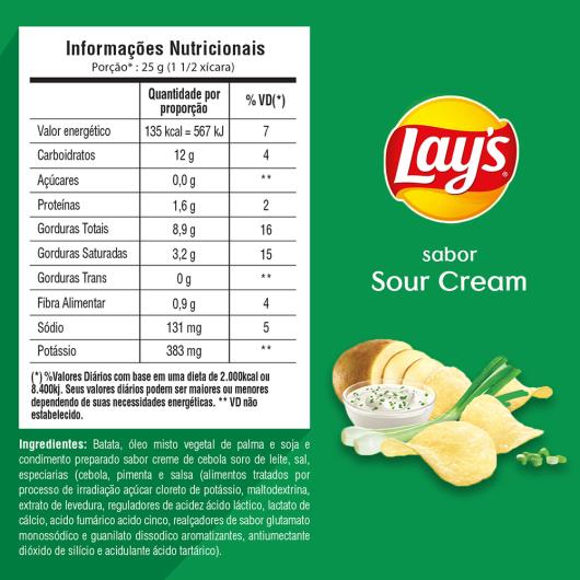 Batata Frita Lisa Sour Cream Lay's Pacote 135g - Imagem em destaque