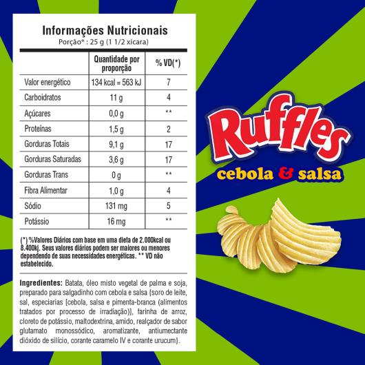 Batata Frita Ondulada Cebola e Salsa Elma Chips Ruffles Pacote 115g - Imagem em destaque