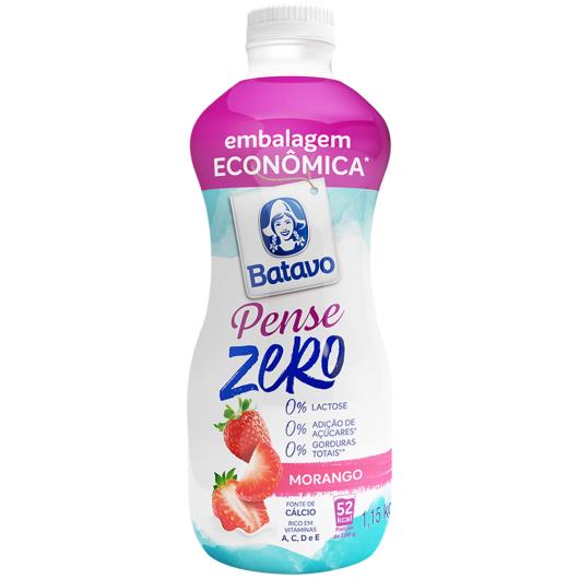 Iogurte Desnatado Morango Zero Lactose Batavo Pense Zero Garrafa 1,15kg Embalagem Econômica - Imagem em destaque