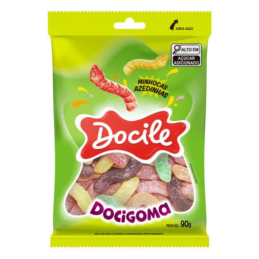 Bala de Goma Sortida Minhocas Azedinhas Docile Docigoma Pacote 90g - Imagem em destaque