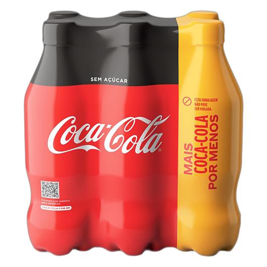 Pack Refrigerante sem Açúcar Coca-Cola Garrafa 6 Unidades 600ml Cada Leve Mais Pague Menos - Imagem em destaque
