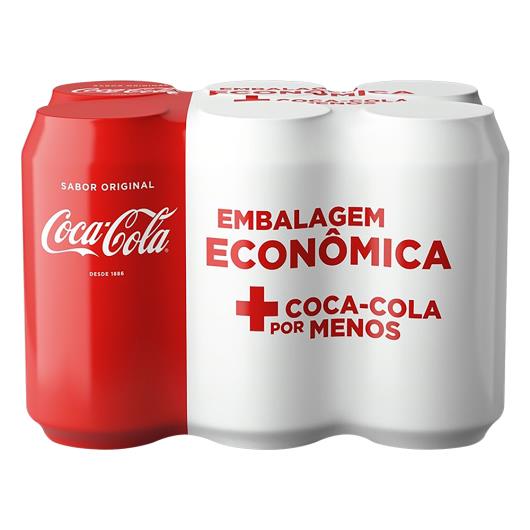 Pack Refrigerante Coca-Cola Lata 6 Unidades 350ml Cada Embalagem Econômica - Imagem em destaque