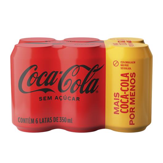 Pack Refrigerante sem Açúcar Coca-Cola Lata 6 Unidades 350ml Cada Leve Mais Pague Menos - Imagem em destaque