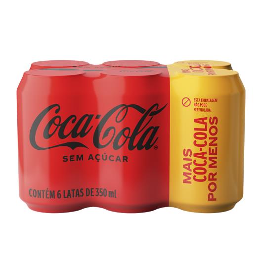 Pack Refrigerante SEM AÇÚCAR Coca-Cola Lata 6 Unidades 350ml Cada Leve Mais Pague Menos - Imagem em destaque