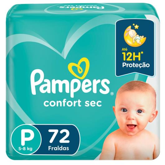 Fralda Descartável Infantil Pampers Confort Sec P Pacote 72 Unidades Leve Mais Pague Menos - Imagem em destaque