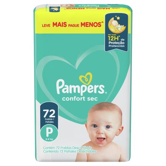 Fralda Descartável Infantil Pampers Confort Sec P Pacote 72 Unidades Leve Mais Pague Menos - Imagem em destaque