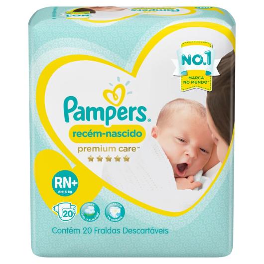 Fralda Descartável Infantil Pampers Premium Care Recém-Nascido RN+ Pacote 20 Unidades - Imagem em destaque