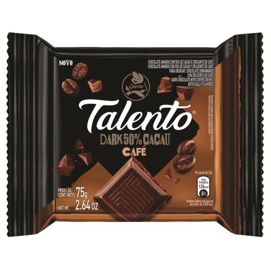 Chocolate Dark 50% Cacau Café Garoto Talento Pacote 75g - Imagem em destaque