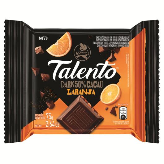 Chocolate Dark 50% Cacau Laranja Garoto Talento Pacote 75g - Imagem em destaque