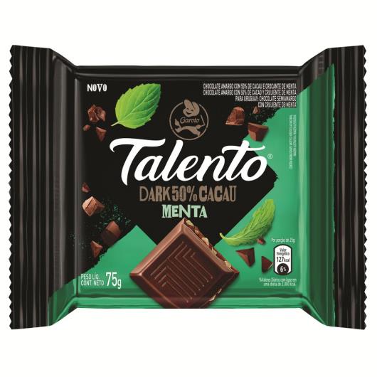 Chocolate Talento Dark 50% Cacau com Menta 75g - Imagem em destaque