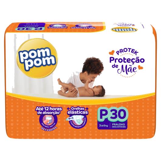 Fralda Descartável Infantil Pom Pom Protek Proteção de Mãe P Pacote 30 Unidades - Imagem em destaque