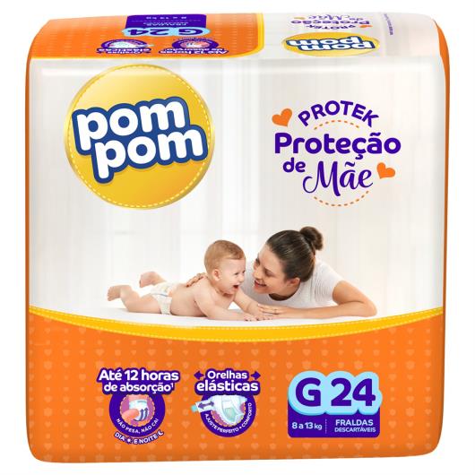 Fralda Descartável Infantil Pom Pom Protek Proteção de Mãe G Pacote 24 Unidades - Imagem em destaque