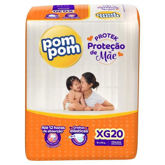 Fralda Descartável Infantil Pom Pom Protek Proteção de Mãe XG Pacote 20 Unidades - Imagem em destaque