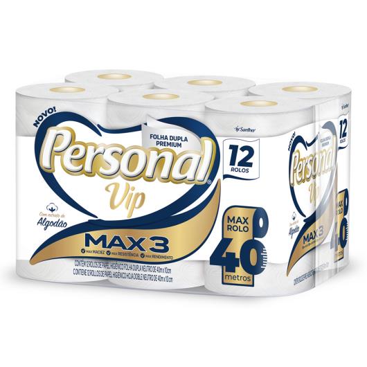 Papel Higiênico Folha Dupla Personal Vip Premium 40m Pacote 12 Unidades - Imagem em destaque