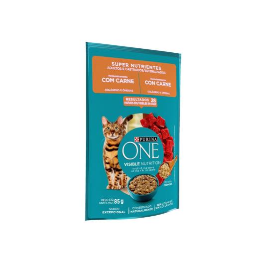 Ração Úmida PURINA ONE Gatos Adultos Castrados Carne 85g - Imagem em destaque
