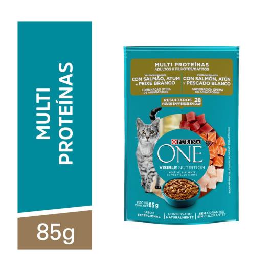 Ração Úmida PURINA ONE Gatos Adultos e Filhotes Multi Proteínas 85g - Imagem em destaque