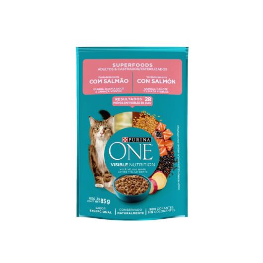 Ração Úmida PURINA ONE Gatos Adultos Castrados Salmão 85g - Imagem em destaque