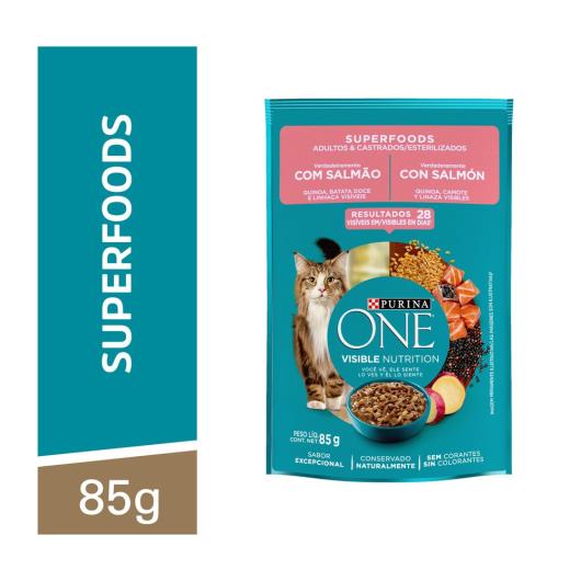 Ração Úmida PURINA ONE Gatos Adultos Castrados Salmão 85g - Imagem em destaque