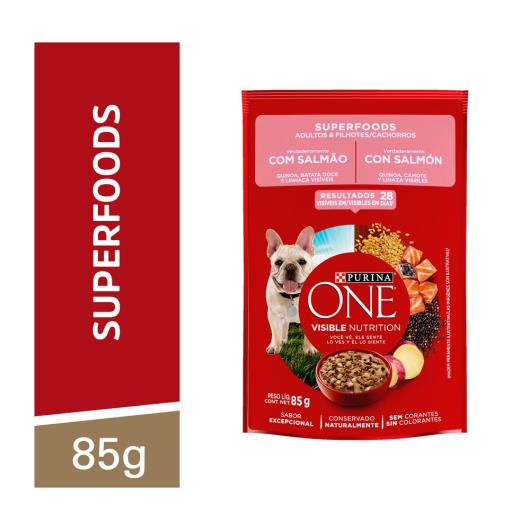 Ração Úmida PURINA ONE Cães Adultos e Filhotes Salmão 85g - Imagem em destaque