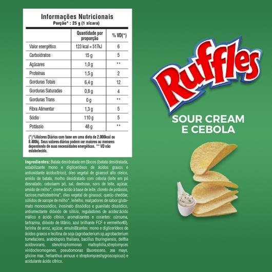 Snack de Batata Sour Cream e Cebola Elma Chips Ruffles Tira Onda Tubo 134g - Imagem em destaque