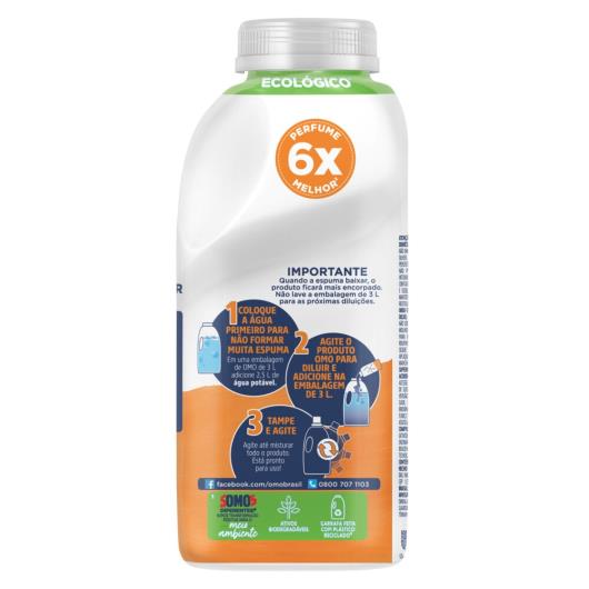 Lava-Roupas Líquido para Diluir Omo Proteção Antiodor Frasco 500ml Refil Econômico - Imagem em destaque