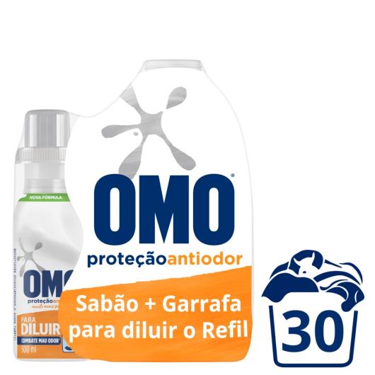 Kit Garrafa para Diluição + Lava-Roupas Líquido para Diluir Omo Proteção Antiodor 500ml Refil Econômico - Imagem em destaque