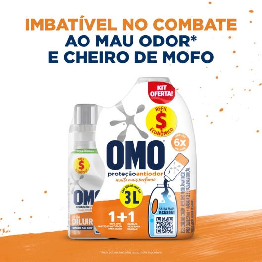 Kit Garrafa para Diluição + Lava-Roupas Líquido para Diluir Omo Proteção Antiodor 500ml Refil Econômico - Imagem em destaque