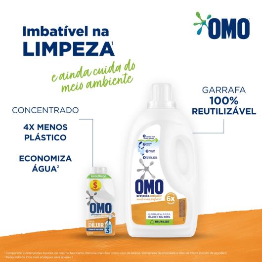 Kit Garrafa para Diluição + Lava-Roupas Líquido para Diluir Omo Proteção Antiodor 500ml Refil Econômico - Imagem em destaque