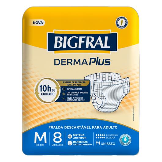 Fralda Descartável Adulto Bigfral Derma Plus M Pacote 8 Unidades - Imagem em destaque