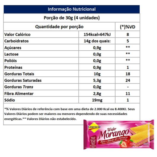 Wafer Lowçucar Mini Morango Zero Açúcar 22g - Imagem em destaque