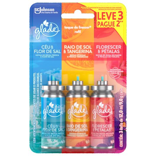 Odorizador Glade Céu & Flor de Sal, Raio de Sol & Tangerina e Florescer & Pétalas Leve 3 Pg 2uni - Imagem em destaque