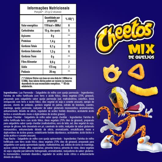 Salgadinho de Milho Mix de Queijos Elma Chips Cheetos Pacote 115g - Imagem em destaque