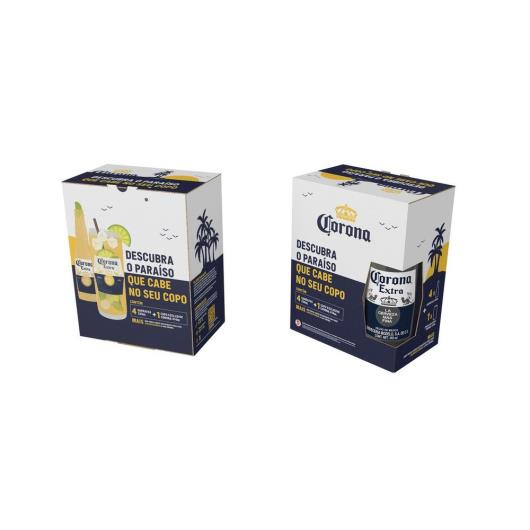 Kit Cerveja Corona 330ml C/4 Long Neck + 1 Copo - Imagem em destaque